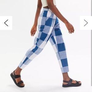 Urban Renewal Remnants Blown Out Trouser Gingham Navy Small Urban Outfitters